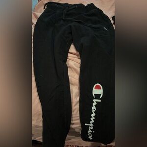 Champion Black Sweatpants with Iconic Logo